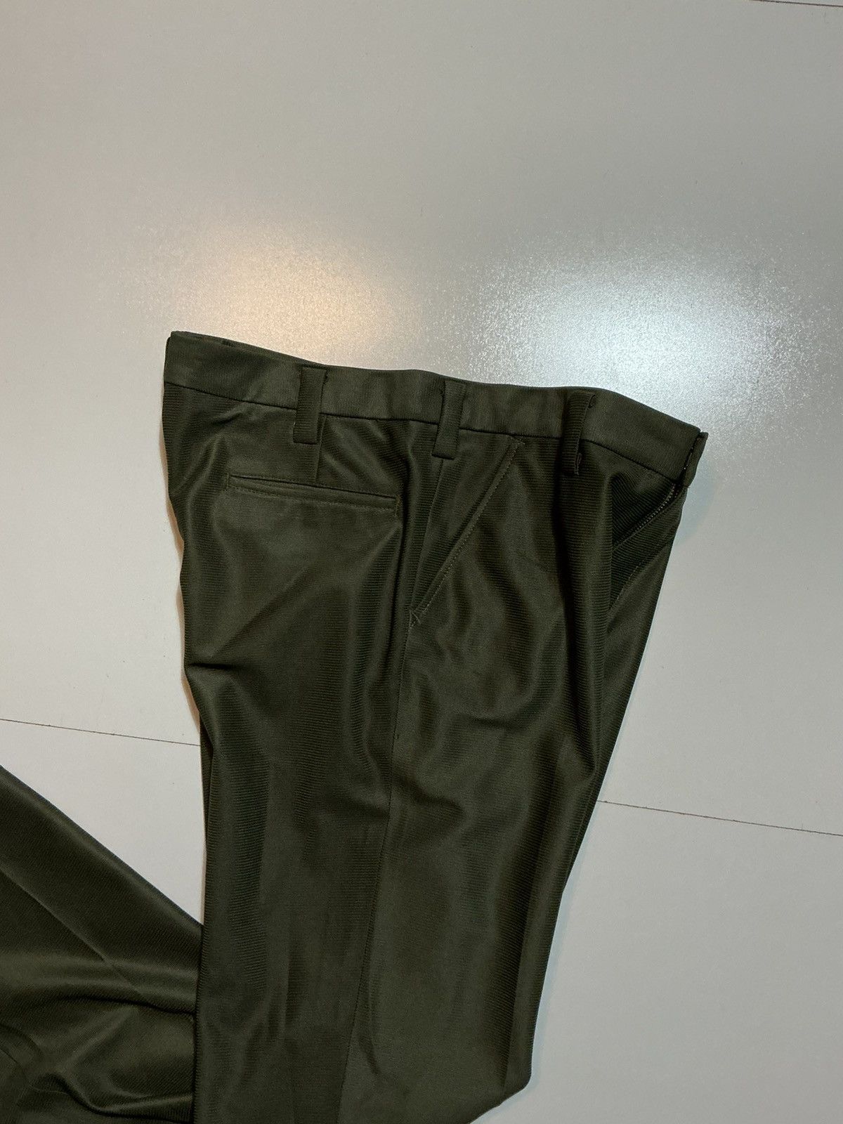 Vintage Vintage 70s Olive Green Textured Disco Flare Leisure Pants Size US 34 / EU 50 - 5 Thumbnail