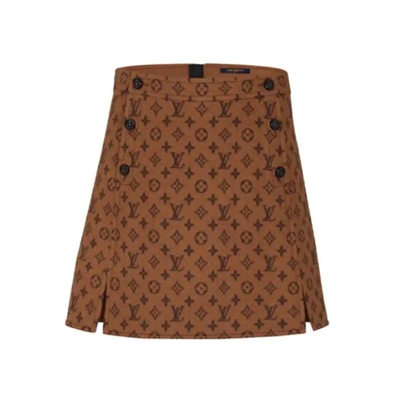 Louis Vuitton Louis Vuitton Brown Printed Skirt for Women 0089 Size 28" / US 6 / IT 42 - 1 Thumbnail