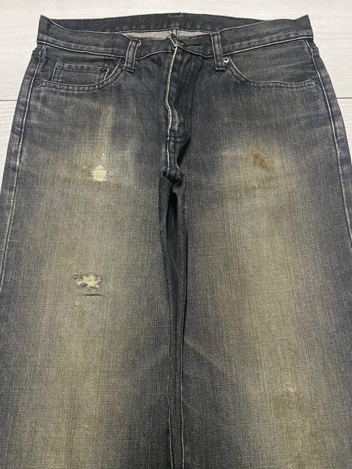 Uniqlo Vintage Japanese Brand Uniqlo Black Denim Distressed Jeans Size US 30 / EU 46 - 3 Thumbnail