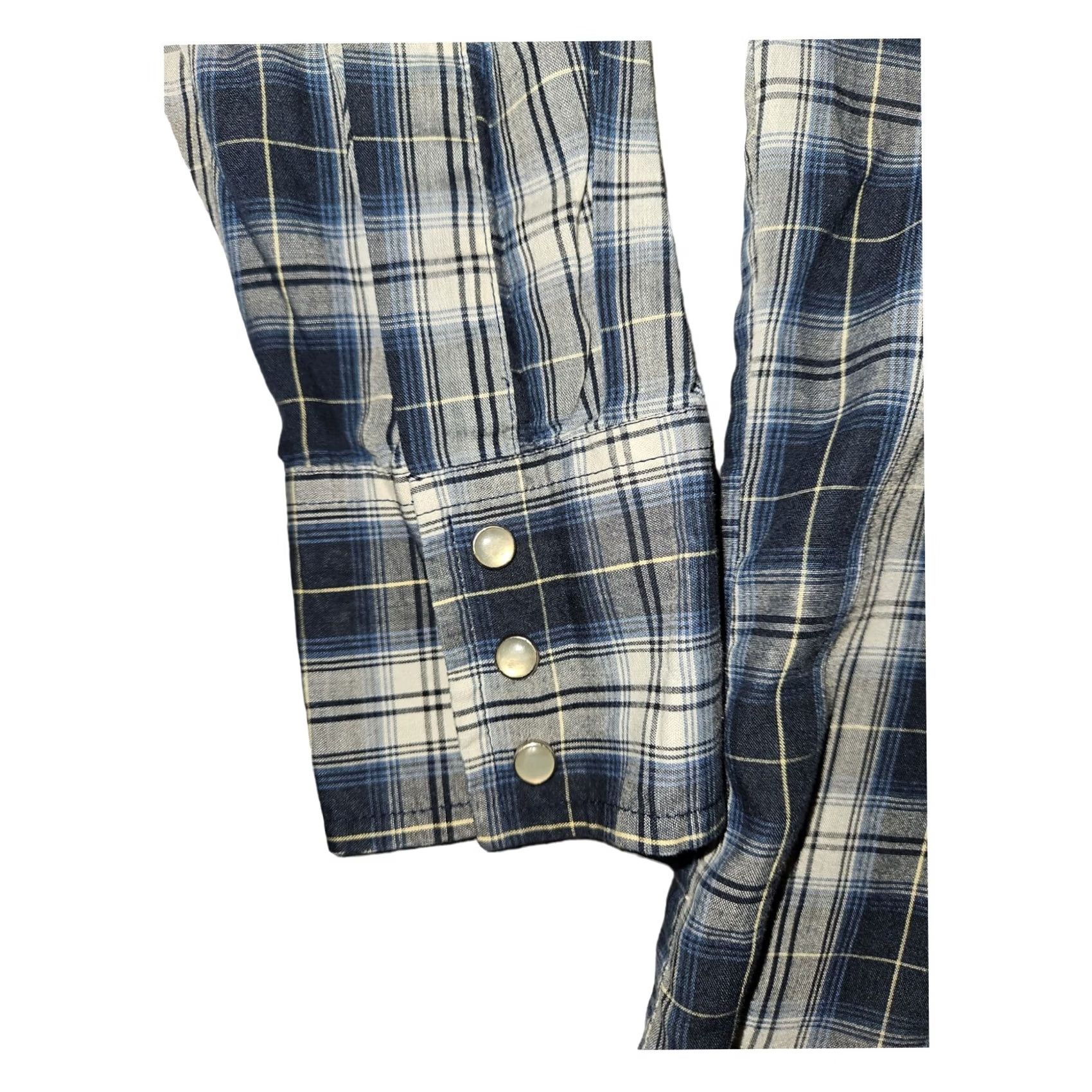 Vintage VINTAGE Ely Cattleman Shirt Western Long Sleeve Blue Plaid Pearl Snap Mens Large Size US L / EU 52-54 / 3 - 5 Thumbnail
