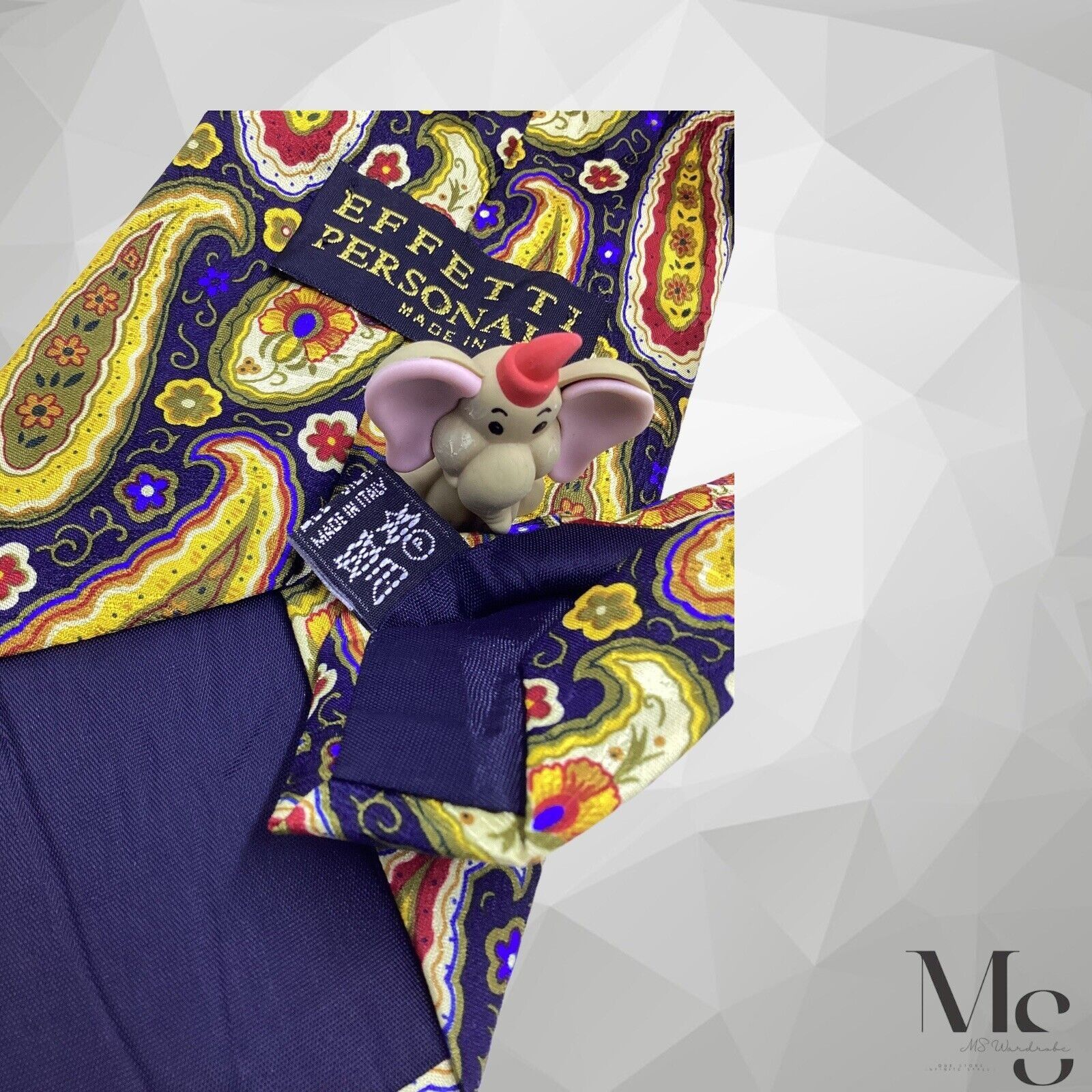 Other EFFETTI PERSONALI Blue Gold Paisley Silk Tie Made In Italy W Size ONE SIZE - 5 Thumbnail