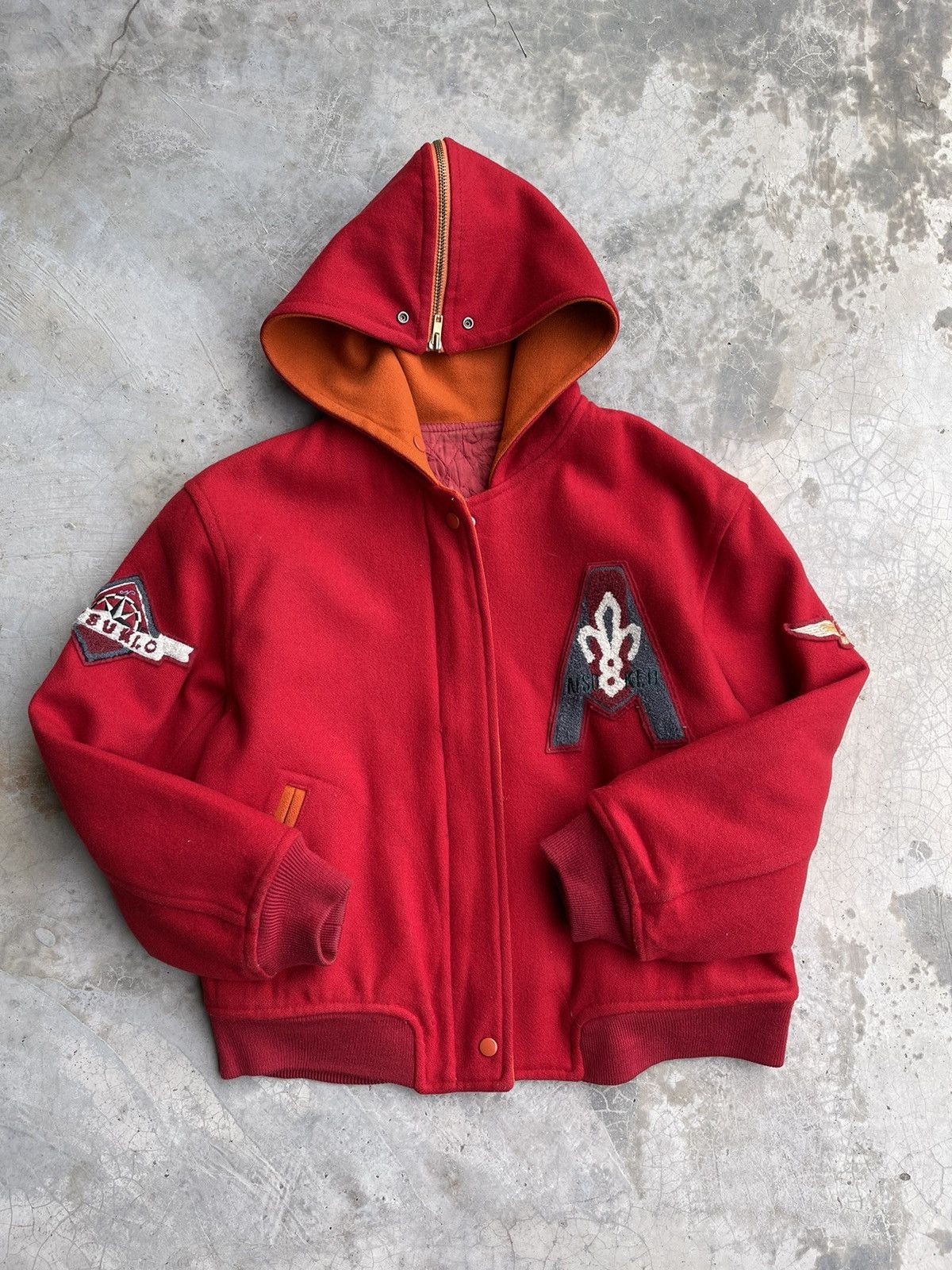 Japanese Brand × Vintage Lolita Designer Atsuki Onishi Split hood Wool Varsity Jacket Size S / US 4 / IT 40 - 3 Thumbnail
