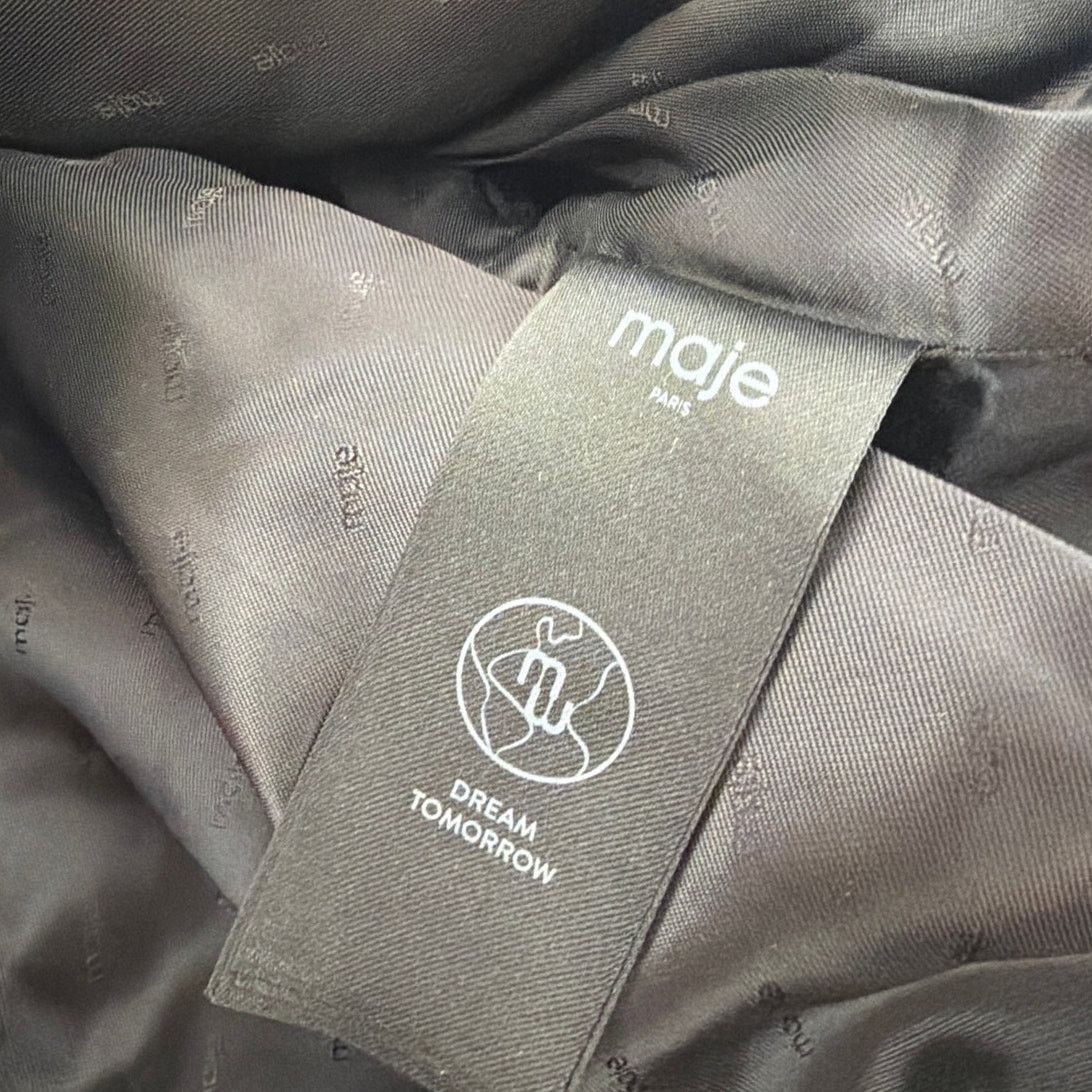 Maje Maje Women's Beige Cotton Coat With Leather Collar Size 42 Size L / US 10 / IT 46 - 8 Thumbnail