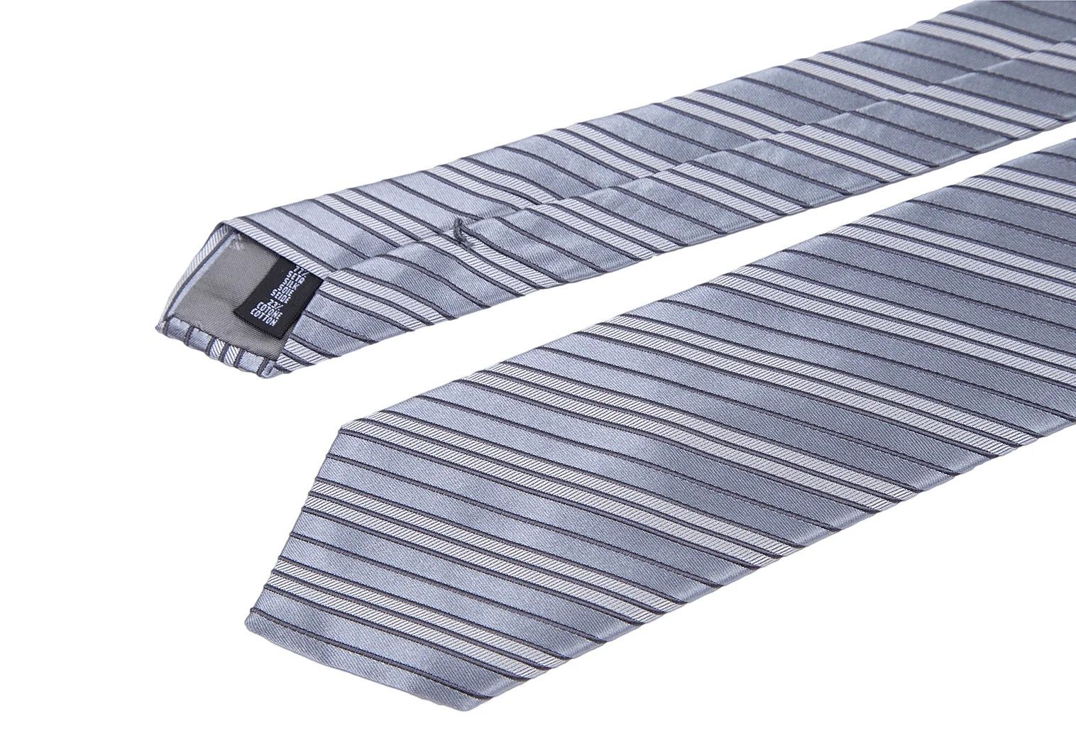 Emporio Armani Silk Cotton Regimental Tie in Gray Size ONE SIZE - 4 Thumbnail