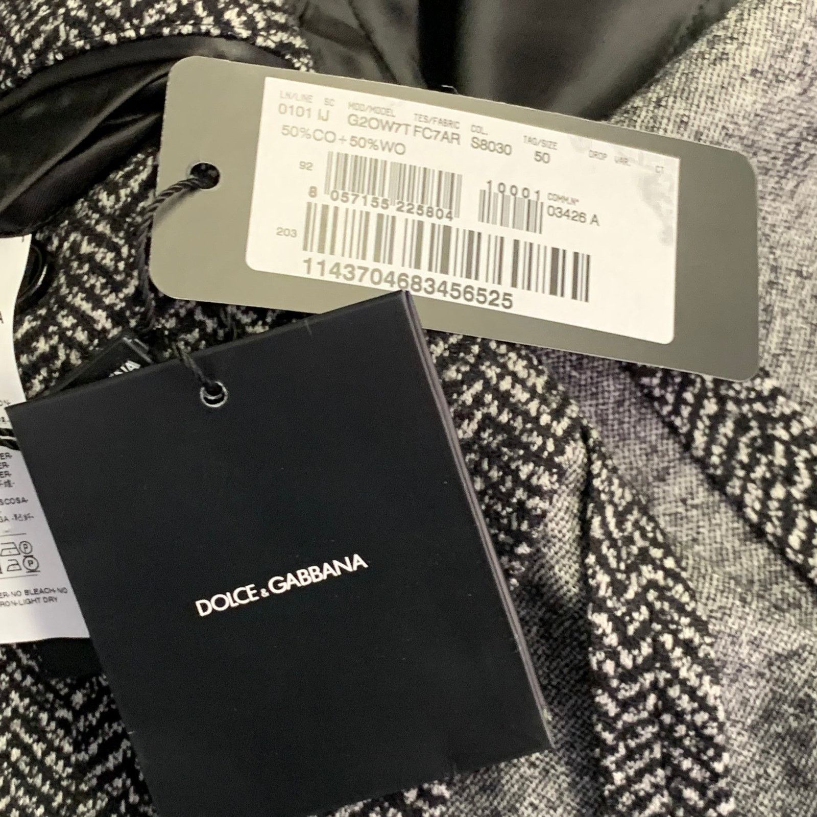 Dolce & Gabbana Size 40 Black White Herringbone Wool Cotton Sport Coat Size 40R - 9 Thumbnail
