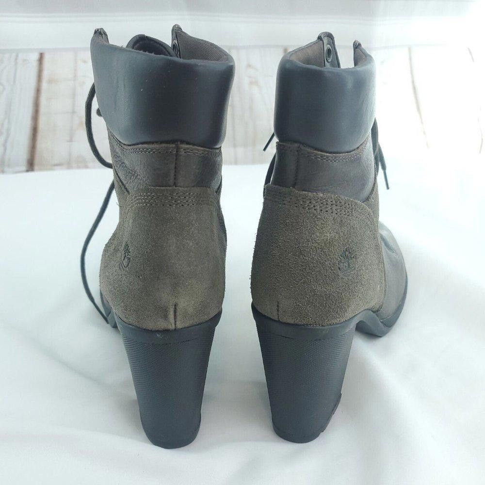Timberland Timberland Womens Brown Leather Olive Heel Booties Size US 7 / IT 37 - 4 Thumbnail
