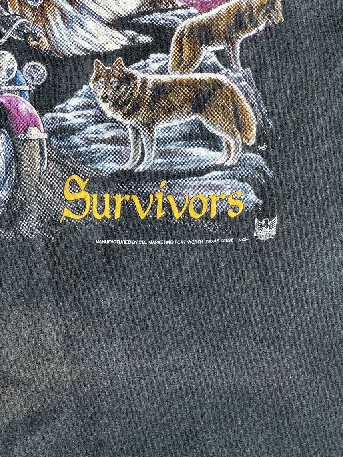Harley Davidson Vintage 3D Emblem 1992 Survivors Motorcycle Wolf Tee XXL Size US XXL / EU 58 / 5 - 7 Thumbnail