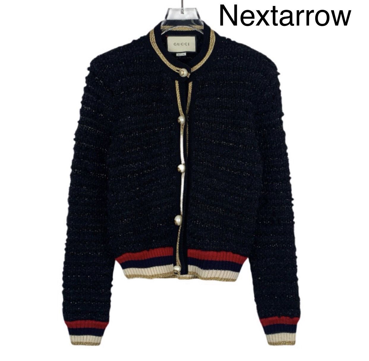 Gucci Gucci 23 striped trimmed tweed blend knit cardigan jacket Size XS / US 0-2 / IT 36-38 - 1 Thumbnail