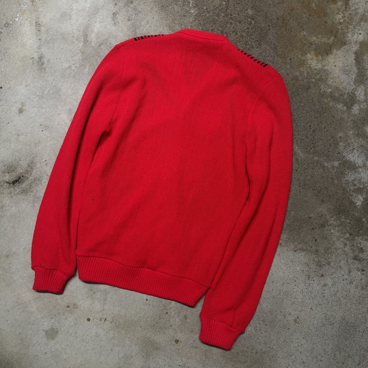 Vintage Vintage 60s Striped Red Black Acrylic Cardigan Mod Sweater Size US M / EU 48-50 / 2 - 9 Thumbnail