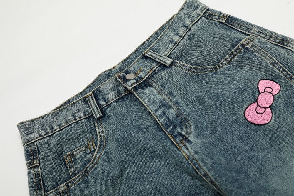 Vintage Punk distressed washed cartoon embroidered jeans Size US 32 / EU 48 - 3 Thumbnail