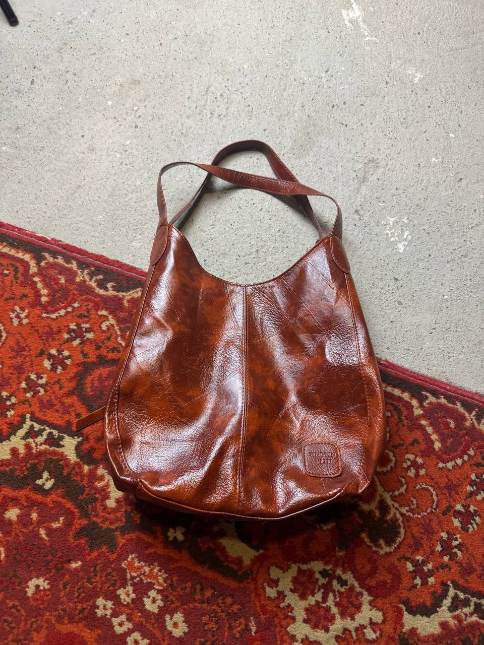 Japanese Brand × Vintage JINGPIN Piju Purse Mocha Pebbled Faux Leather Shoulder Bag Size ONE SIZE - 1 Thumbnail