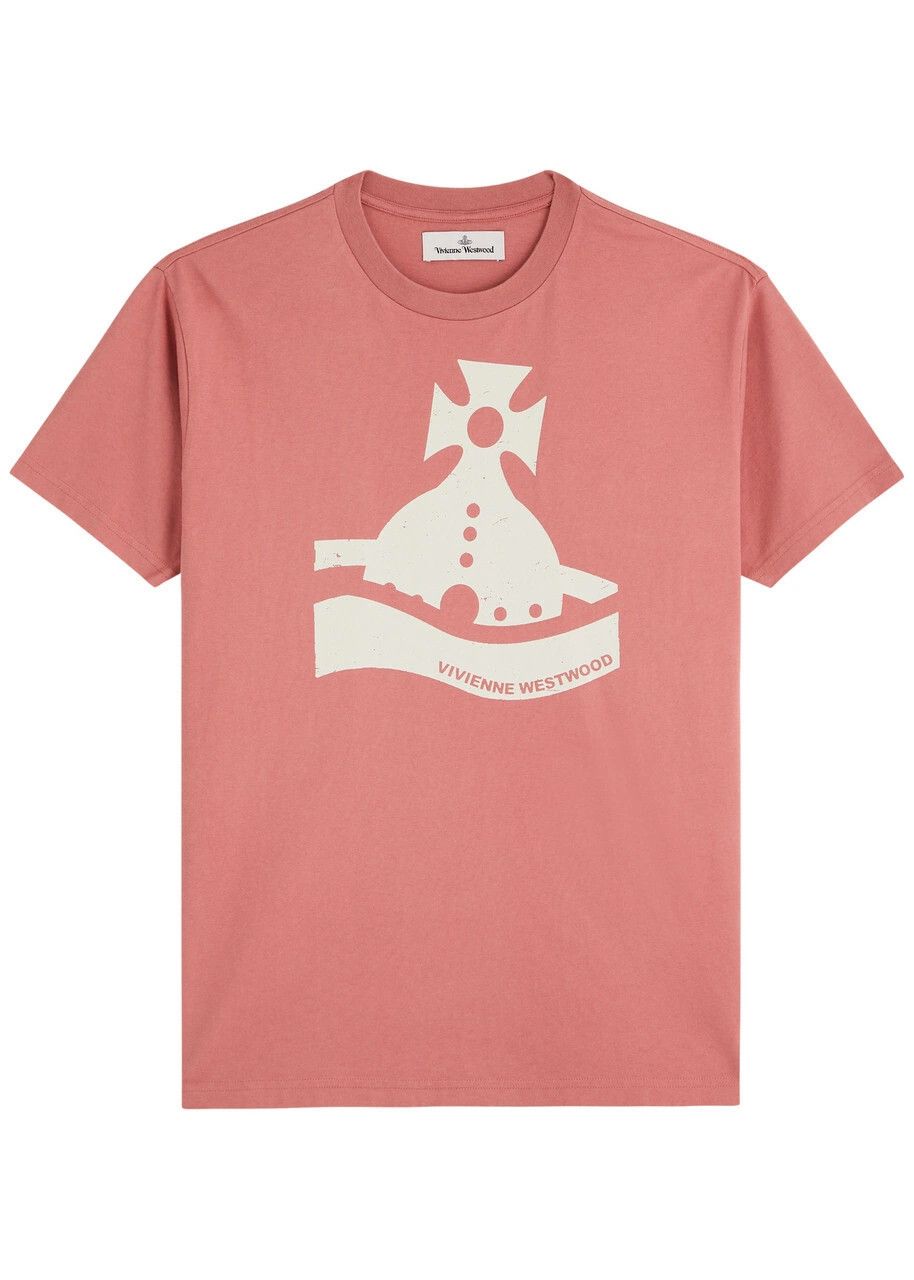 Vivienne Westwood o1f1d3z0526 Sunken Orb Printed Cotton T-Shirt in Pink Size US S / EU 44-46 / 1 - 1 Thumbnail