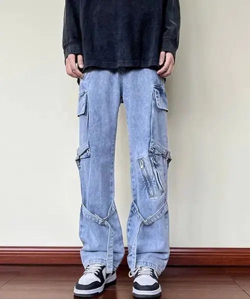 Designer × Vintage Mens Blue Cargo Baggy Jeans Size US 32 / EU 48 - 1 Thumbnail