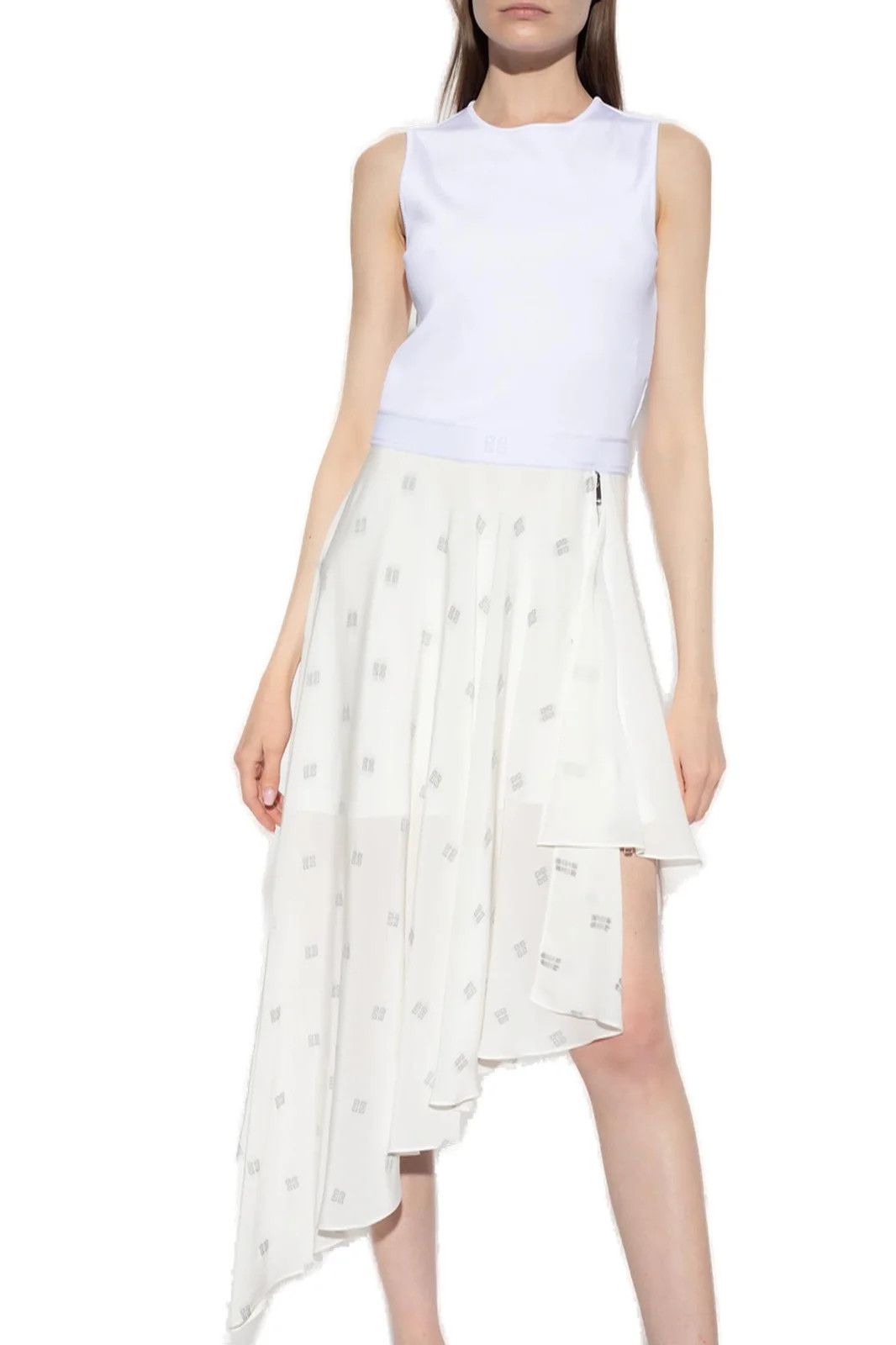 Givenchy o1w1db10325 Sleeveless Dress W/Flare Skirt in White Size S / US 4 / IT 40 - 3 Thumbnail