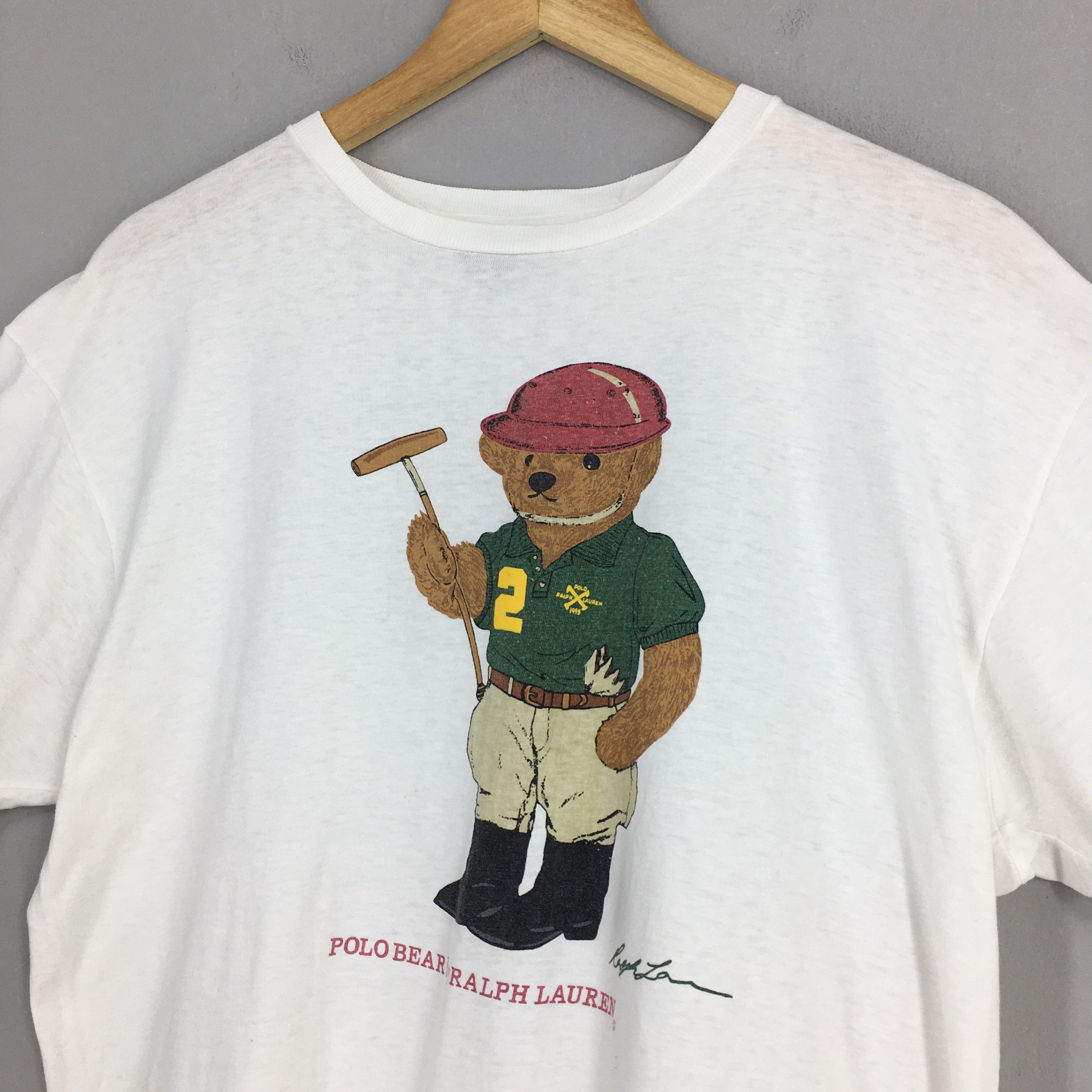 Polo Ralph Lauren Vintage Polo Bear Playing Golf Ralph Lauren White Shirt M Size US M / EU 48-50 / 2 - 3 Thumbnail
