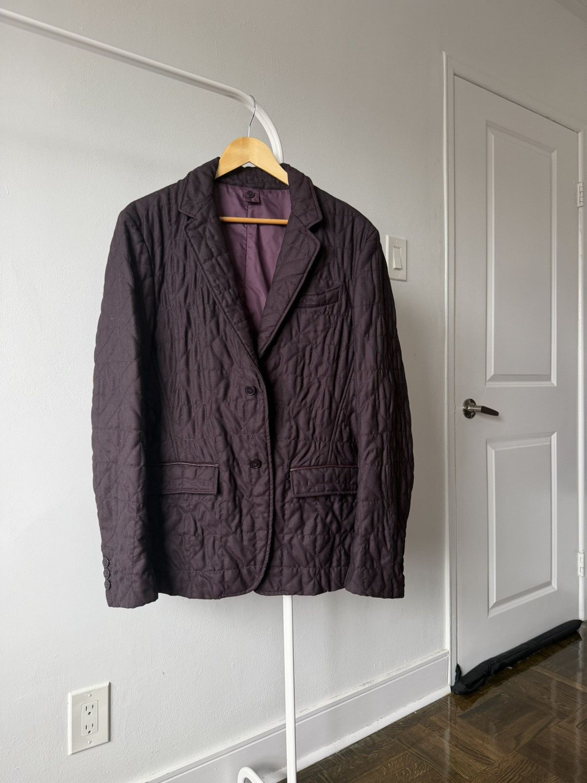 Versace Versace Collection Purple Wool Quilted Jacket Blazer Leather Size US M / EU 48-50 / 2 - 3 Thumbnail