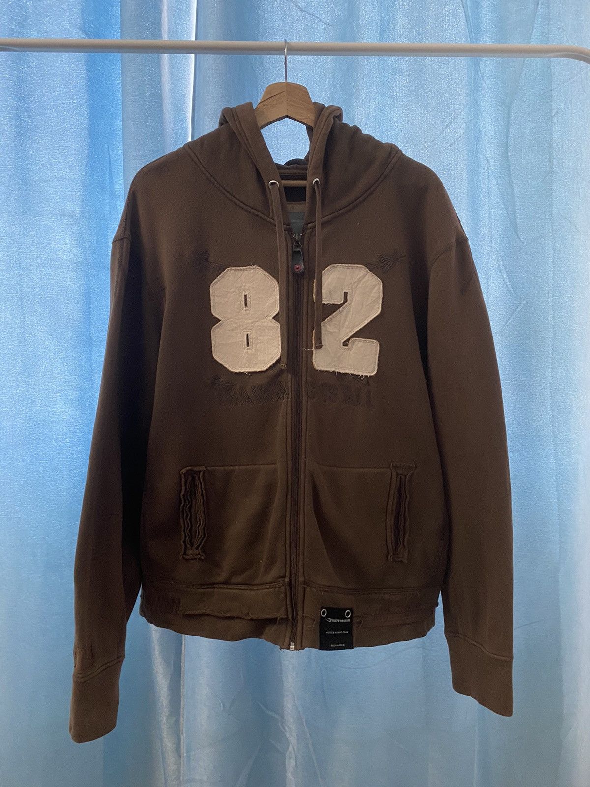 image of Seditionaries Body Maker 82 Training Is All Zipper Brown Hoodie, Men's (Size Large)