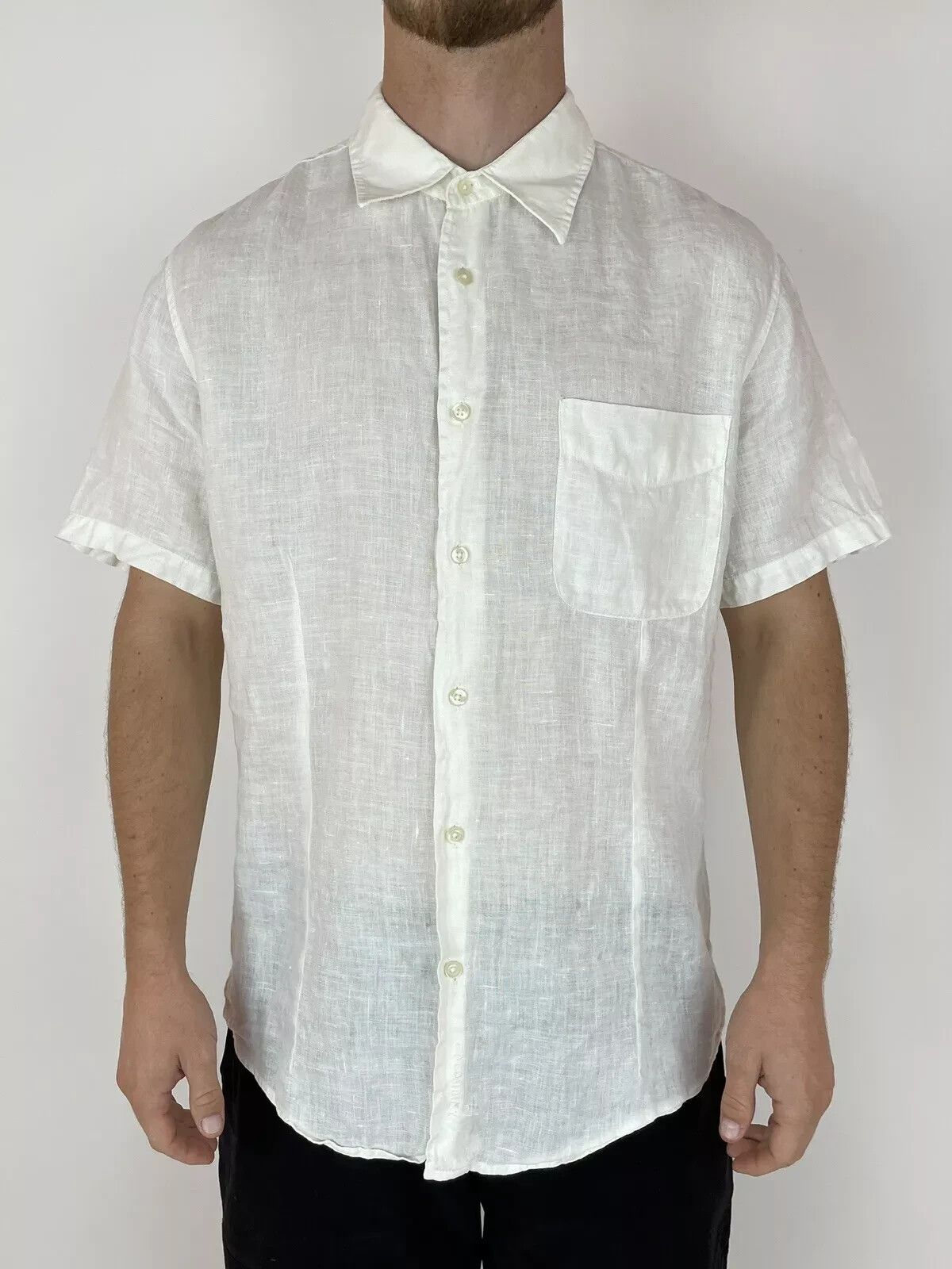 C.P. Company C.P. Company Linen Men Short sleeve Button-up Shirt White Size US L / EU 52-54 / 3 - 1 Thumbnail