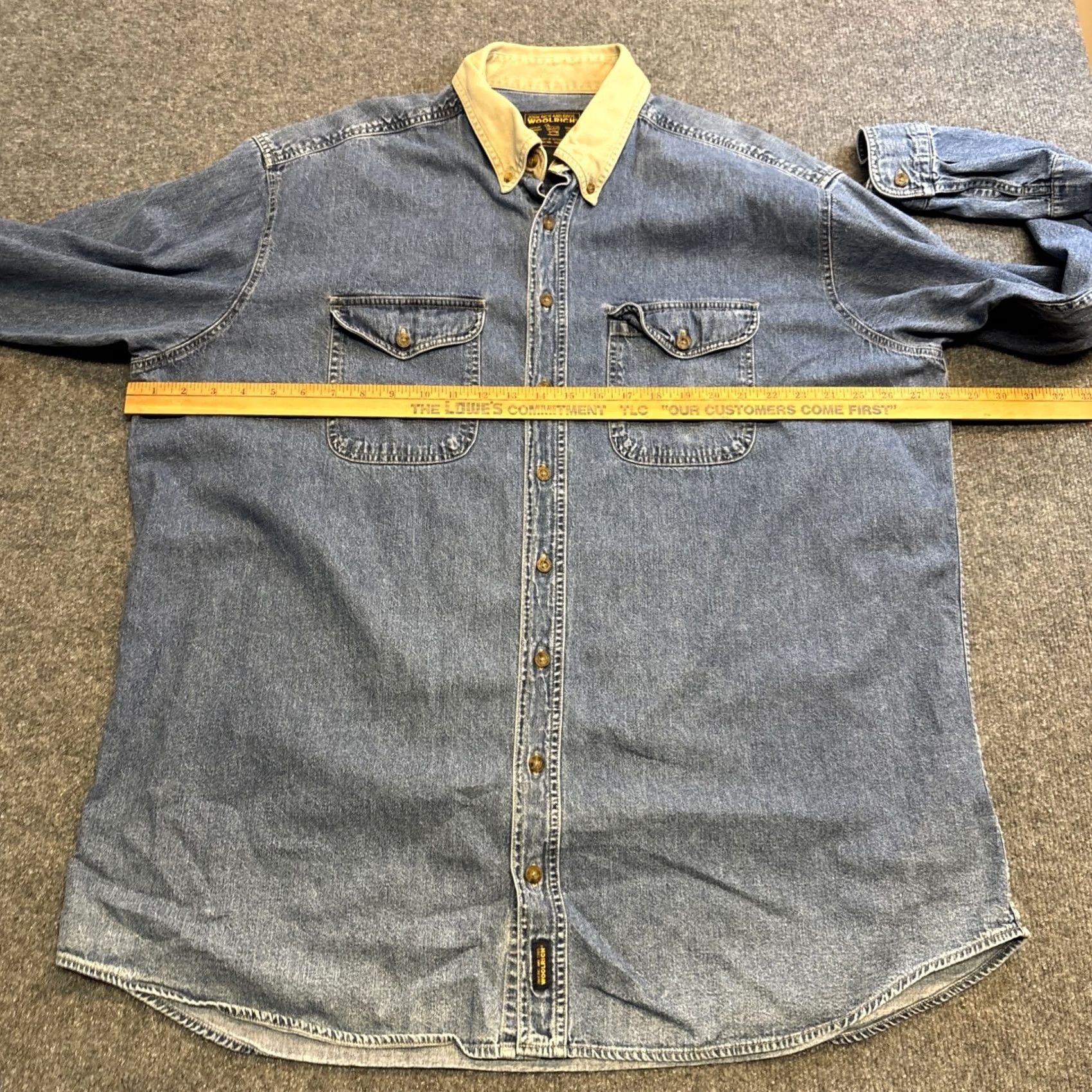 Vintage VINTAGE Woolrich Denim Long Sleeve Shirt Collared Button-Up 2XLT Big & Tall Men Blue Size US XXL / EU 58 / 5 - 5 Thumbnail