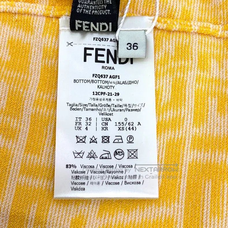 Fendi Fendi Yellow logo letter full-printed casual knit half-ski Size 24" / US 00 / IT 34 - 7 Thumbnail