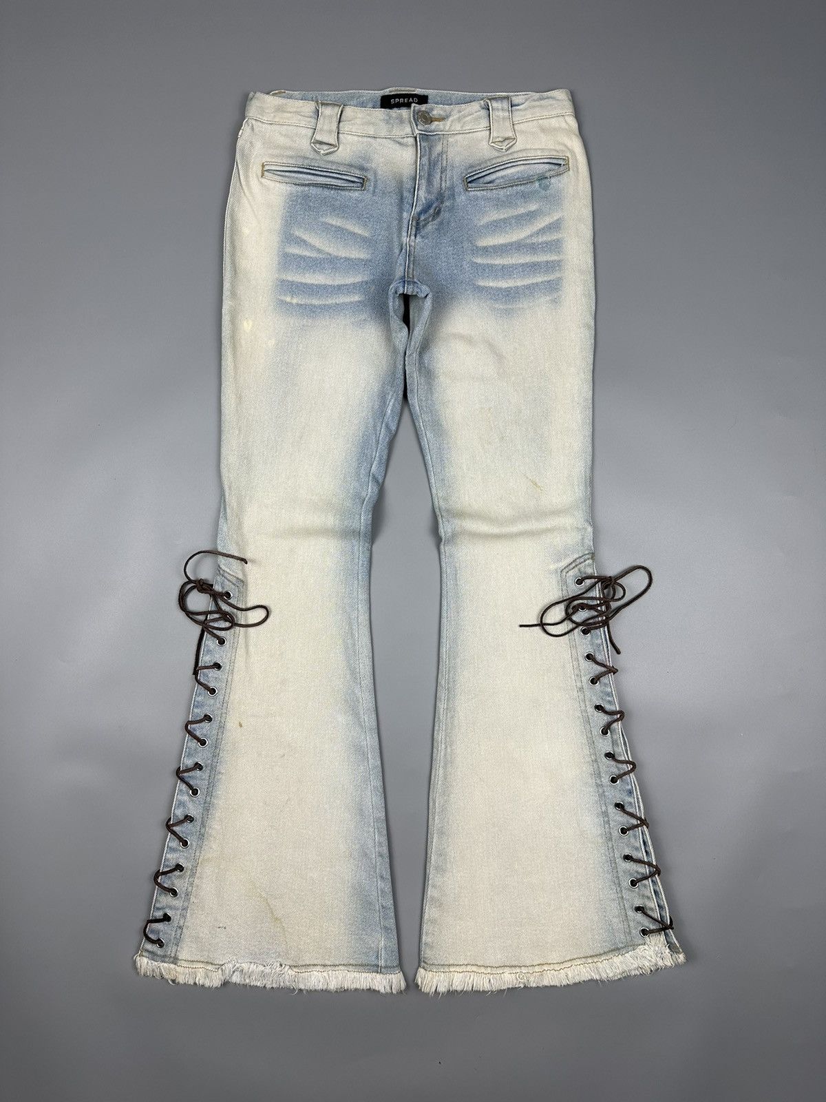 If Six Was Nine × Le Grande Bleu (L.G.B.) 🔥Sick Nine🔥Vintage Spread Micros Flared Cowboy Jeans Size US 28 / EU 44 - 1 Thumbnail