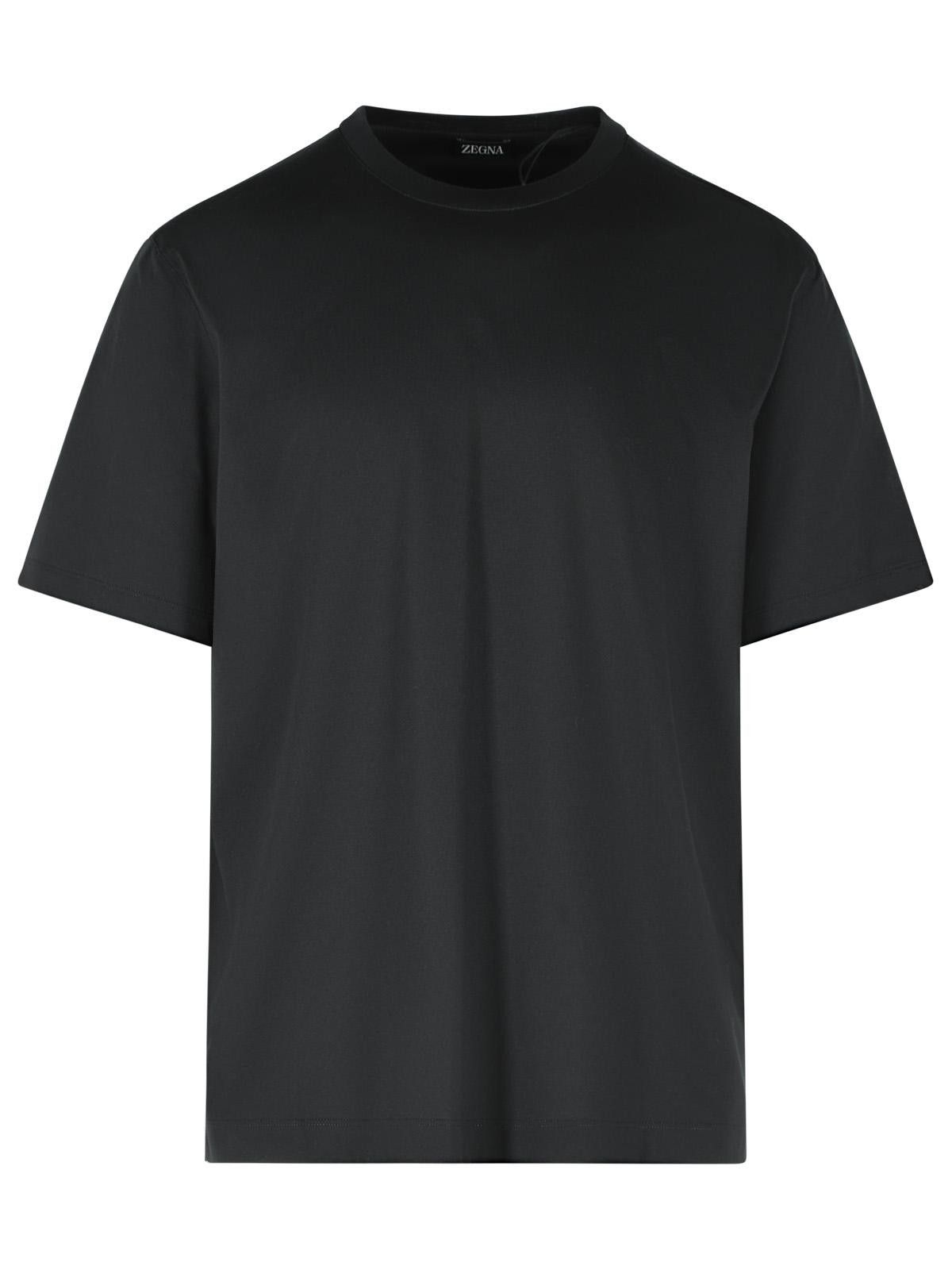 Ermenegildo Zegna ZEGNA Black Cotton T-Shirt Size US XL / EU 56 / 4 - 1 Thumbnail