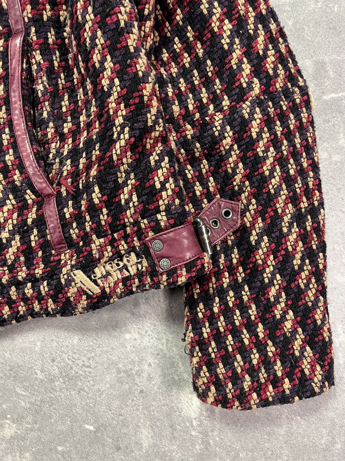 Diesel 00s Diesel Tweed Assymetrical Leather Straps Moto Jacket M Size M / US 6-8 / IT 42-44 - 7 Thumbnail