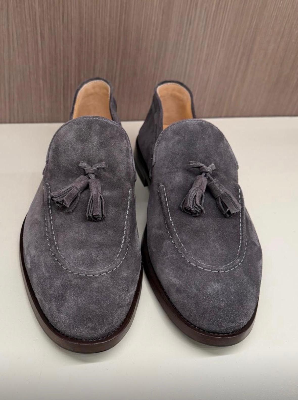 Brunello Cucinelli o1w1db10426 Suede Loafers in Dark Grey Size US 8 / EU 41 - 1 Preview