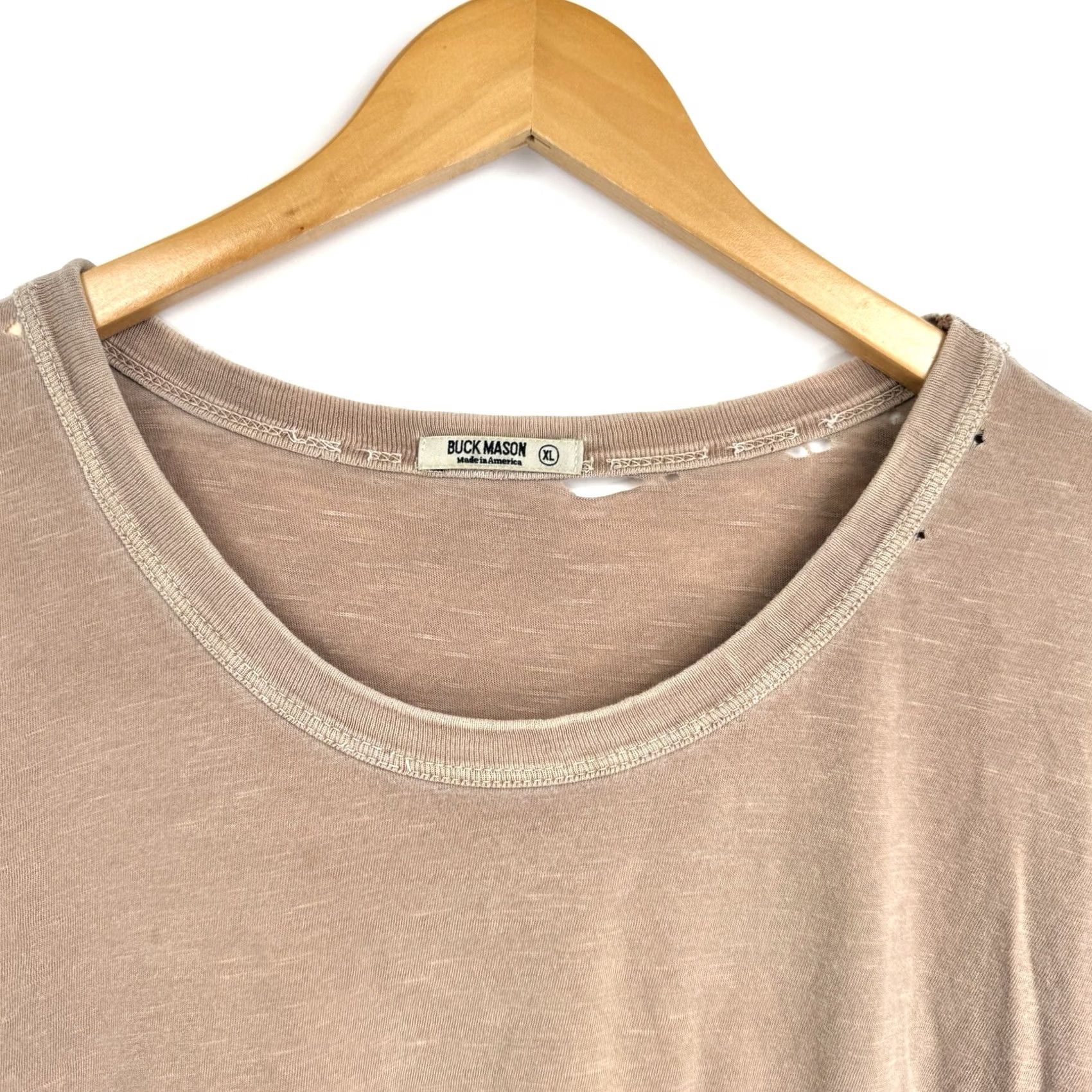 Buck Mason Buck Mason Shirt Mens XL Slub Curved Hem Pocket Tee Brown Distressed Regular Modern Cotton Knit Short Sleeve Crew Neck T-Shirt Size US XL / EU 56 / 4 - 2 Thumbnail