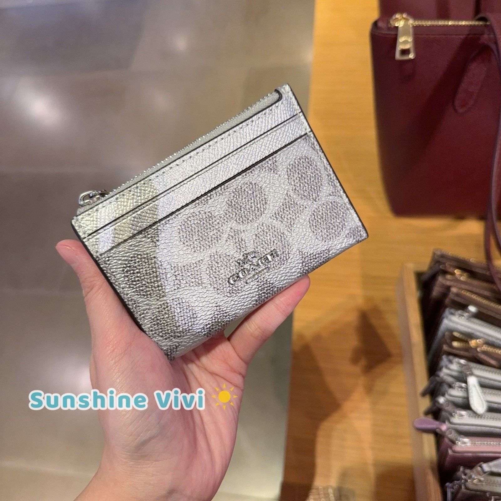 Coach NWT Coach Mini Skinny Id Case Canvas CCS50 Grey Silver Size ONE SIZE - 1 Thumbnail