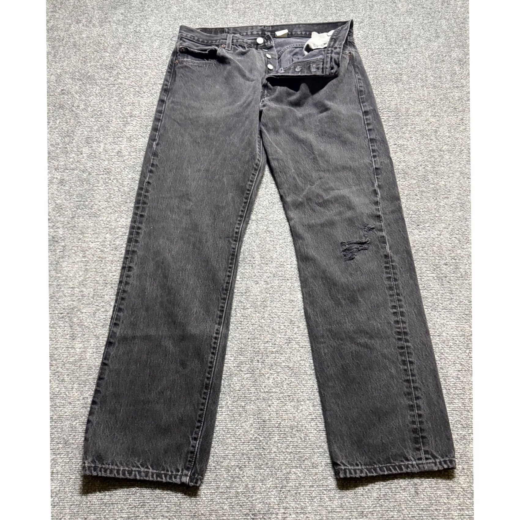 Levi's VINTAGE Levi's 501 Jeans Straight Black Men 36x34 Distressed Button Fly Paper Tag - 90s Style Mens Size US 36 / EU 52 - 3 Thumbnail