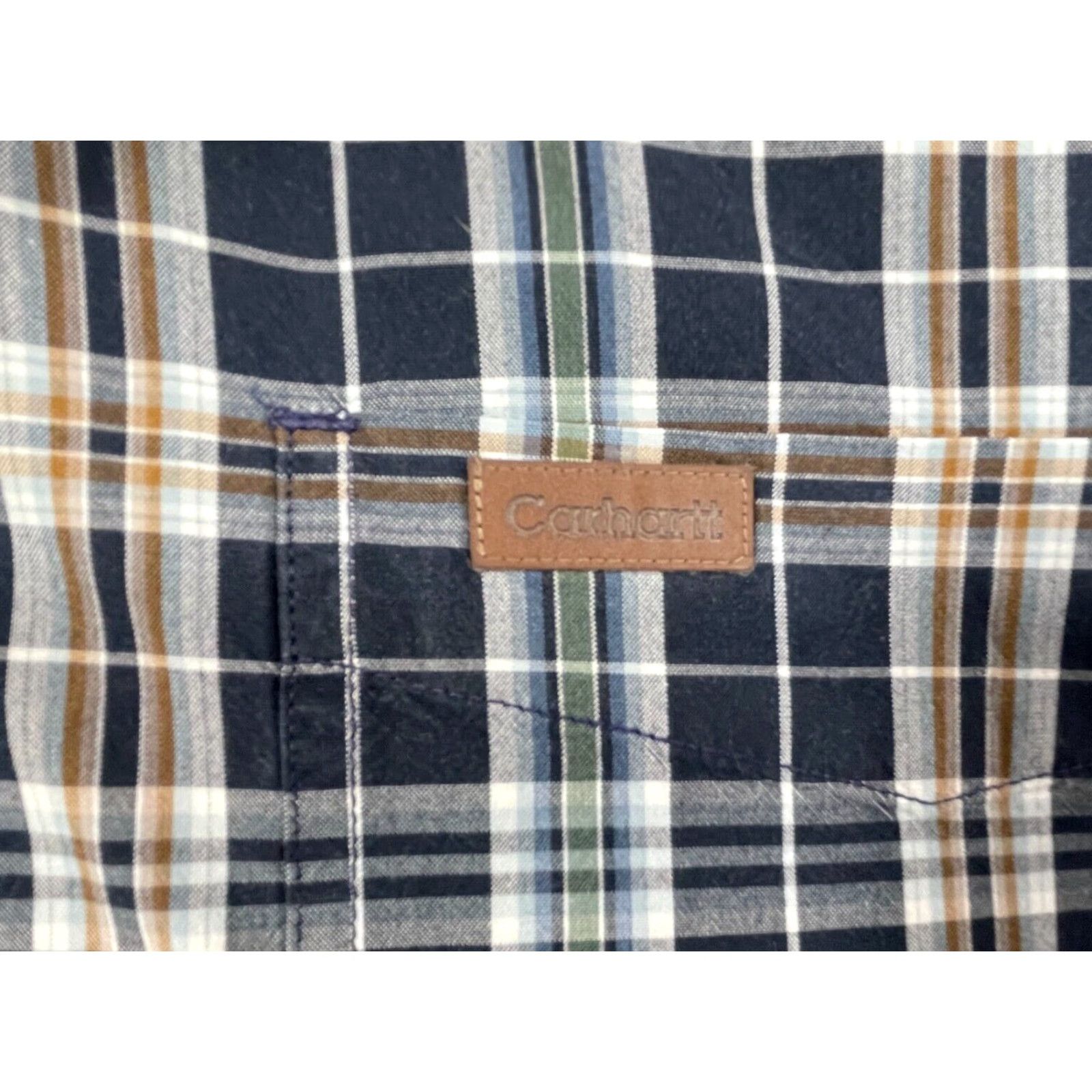 Carhartt Carhartt Plaid Button-Up Shirt Mens Large Short Sleeve Casual Blue Cotton Blend Size US L / EU 52-54 / 3 - 3 Thumbnail