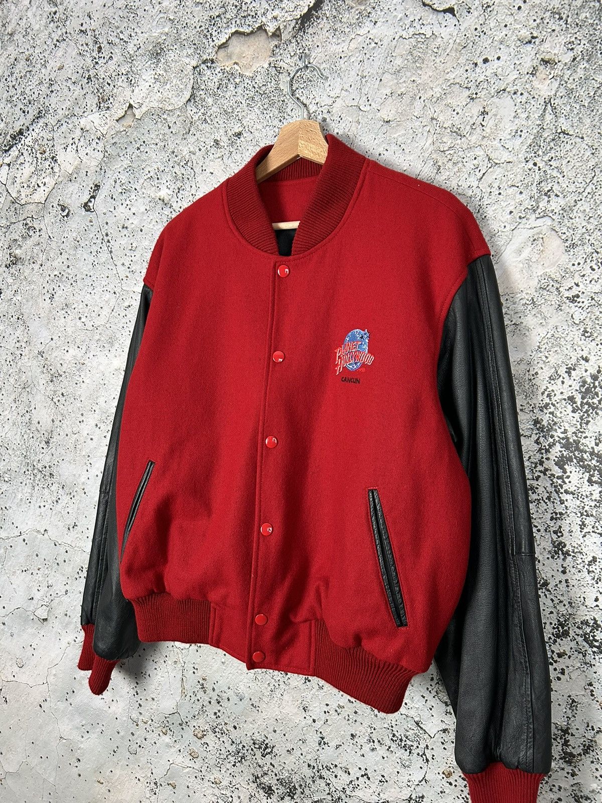 Planet Hollywood Vintage Planet Hollywood Varsity Bomber Jacket Wool Leather Size US M / EU 48-50 / 2 - 3 Thumbnail