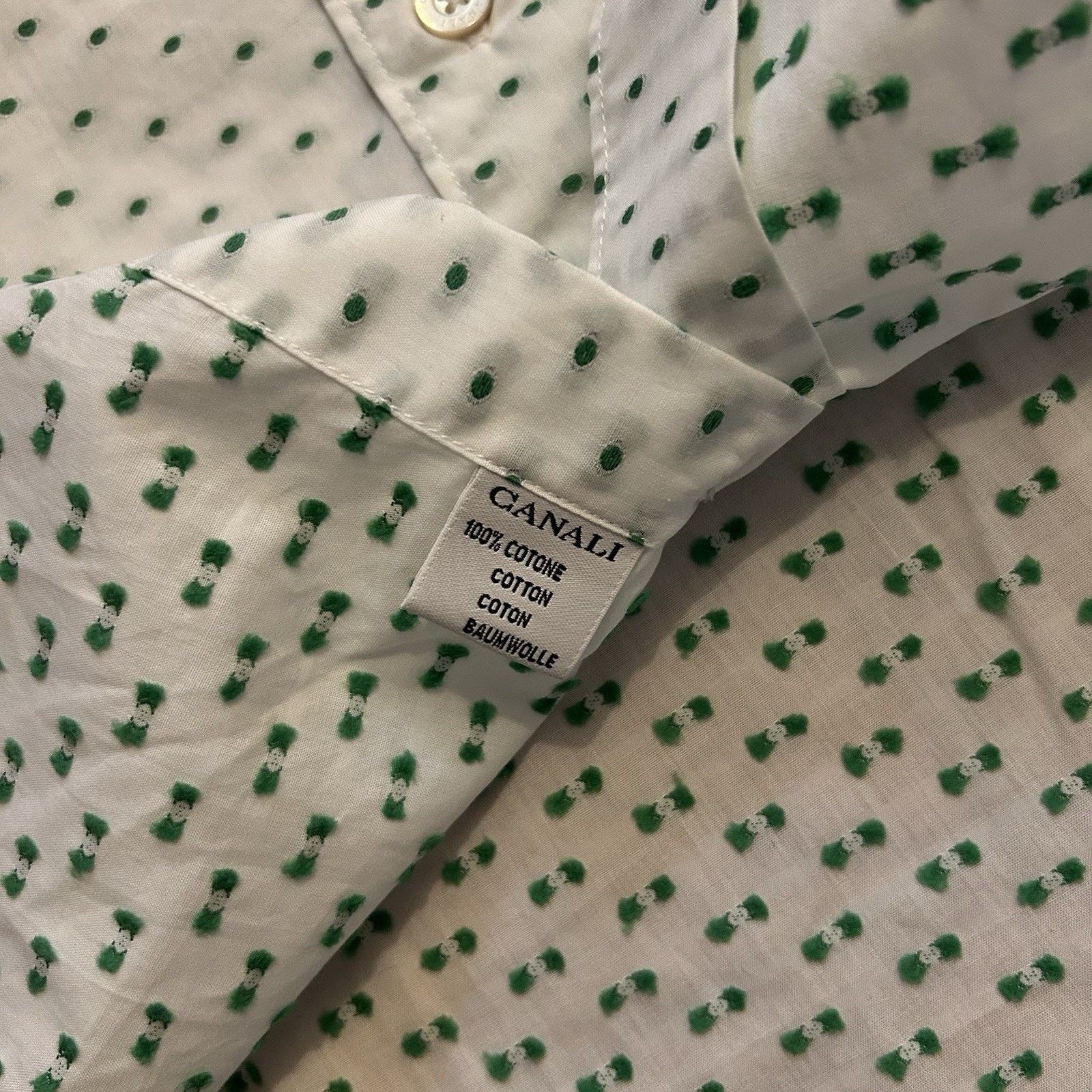 Canali NEW $325 Dot Pattern Jacquard Modern Fit Button Sport Shirt Size US S / EU 44-46 / 1 - 6 Thumbnail