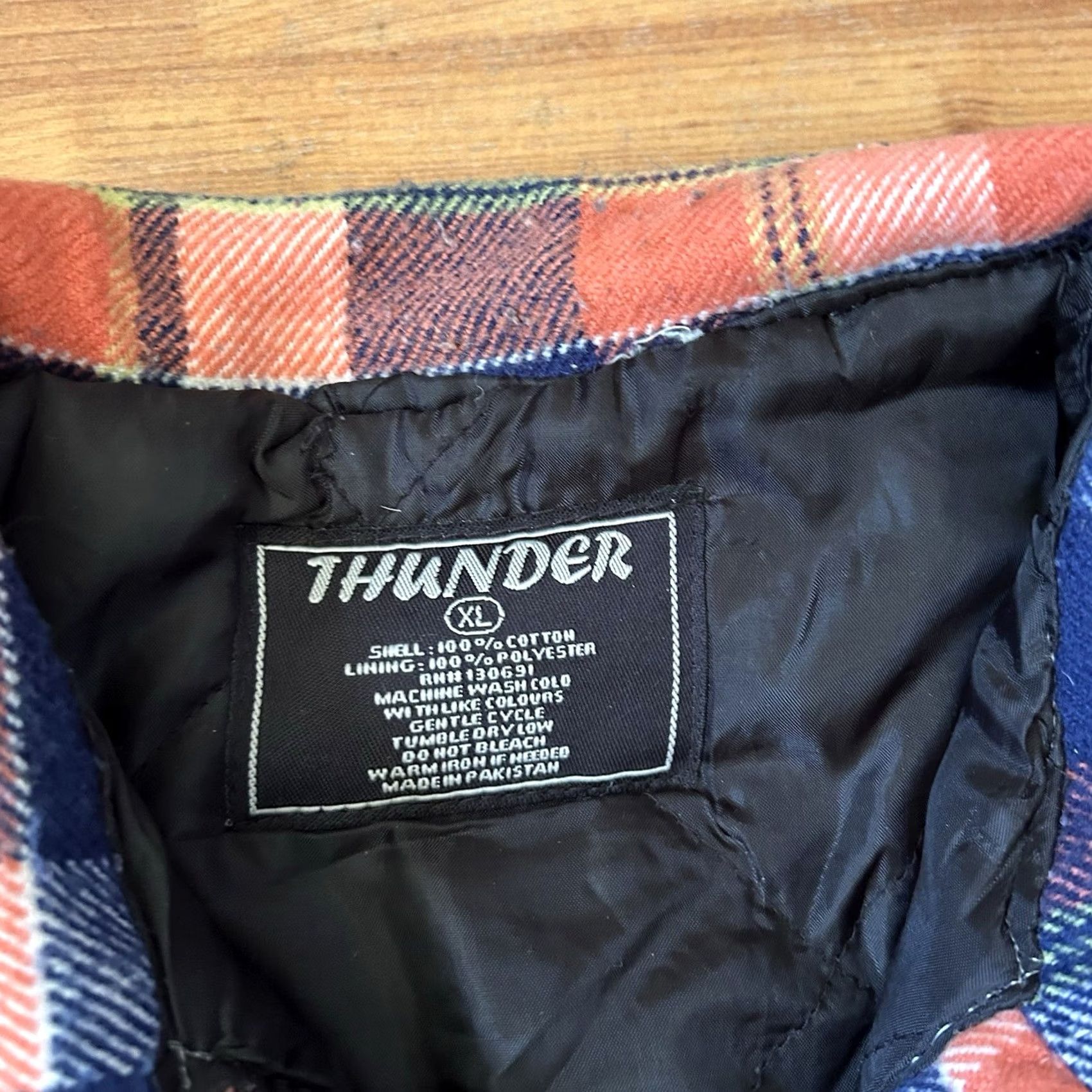 Vintage VINTAGE Thunder plaid flannel shacket XL Orange 90s Mens Button-Up Long Sleeve Shirt Size US XL / EU 56 / 4 - 3 Thumbnail