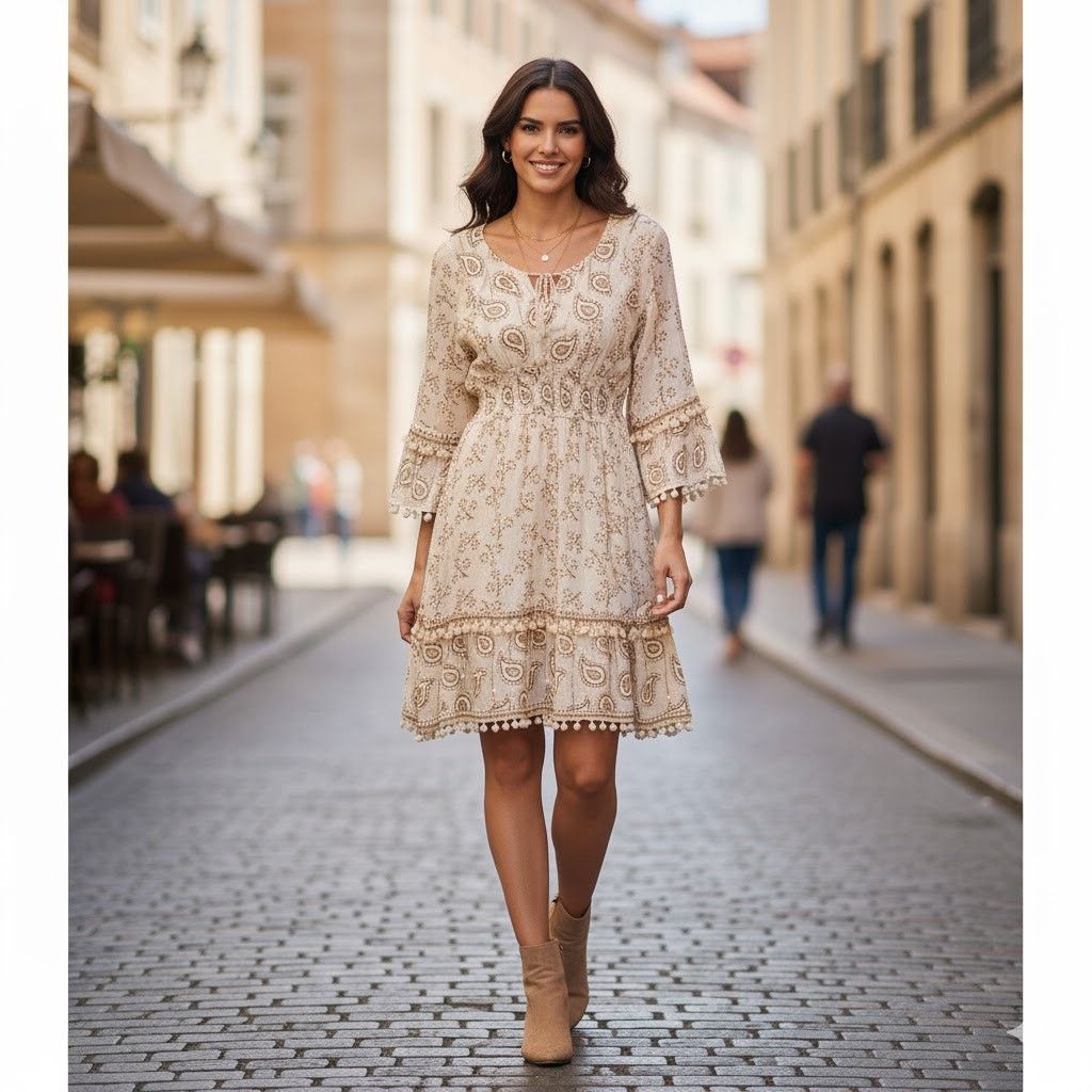 Other Ashley Taylor Boho Cream Tassel Dress OS Fits S-L Size ONE SIZE - 1 Thumbnail