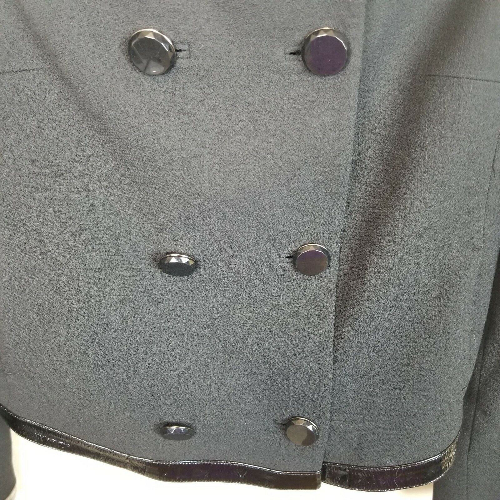Elie Tahari Elie Tahari Womens Virgin Wool Blazer Leather Trim Size 6 Size M / US 6-8 / IT 42-44 - 3 Thumbnail