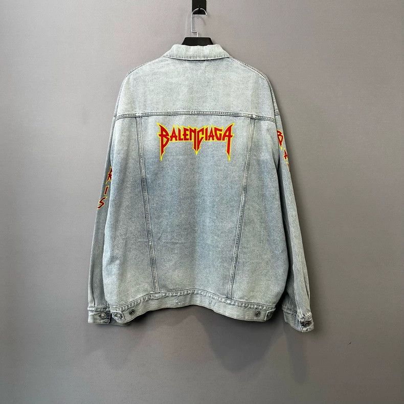 Balenciaga Balenciaga Flame Letter Denim Jacket Size US L / EU 52-54 / 3 - 2 Thumbnail
