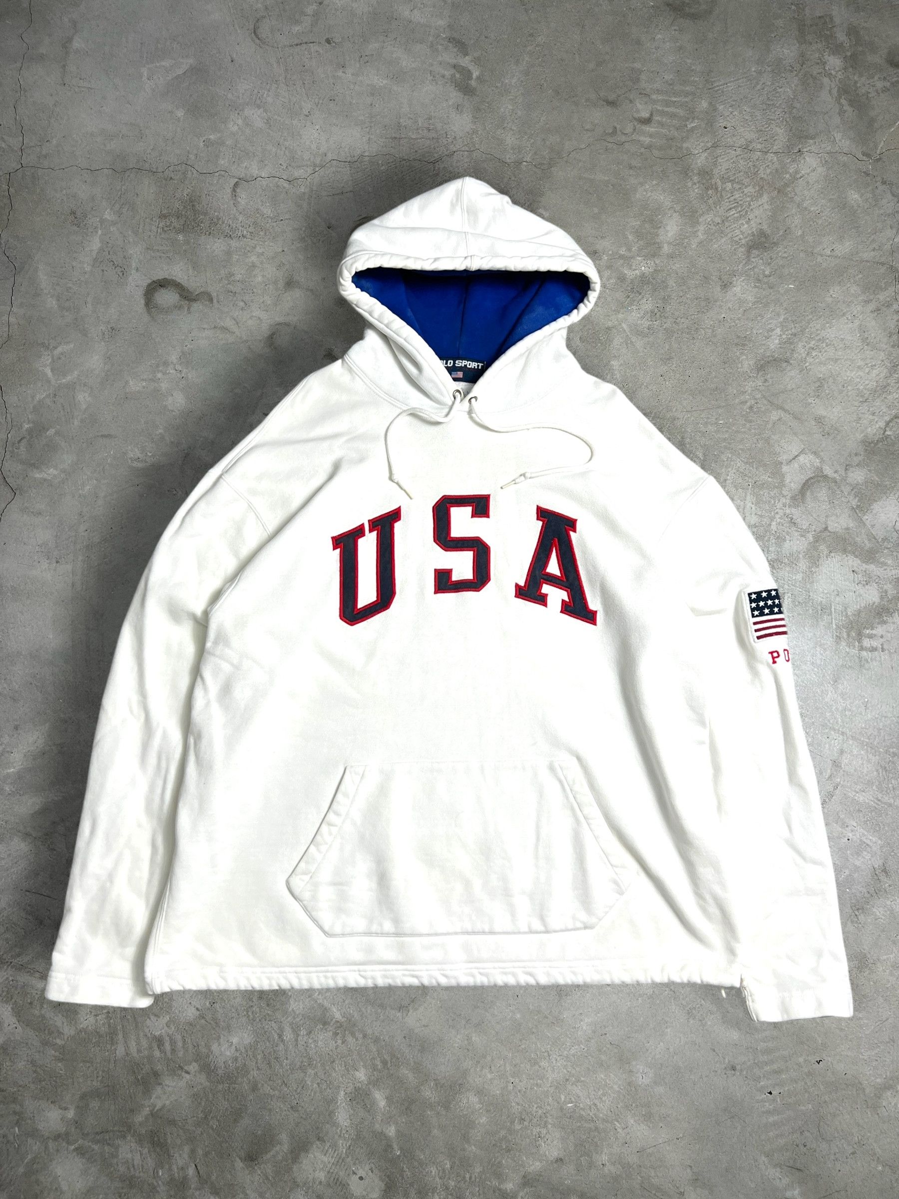 Polo Ralph Lauren × Ralph Lauren Sport × Vintage Vintage Polo Sport USA Flag Hoodie (L) JK925 Size US L / EU 52-54 / 3 - 1 Thumbnail