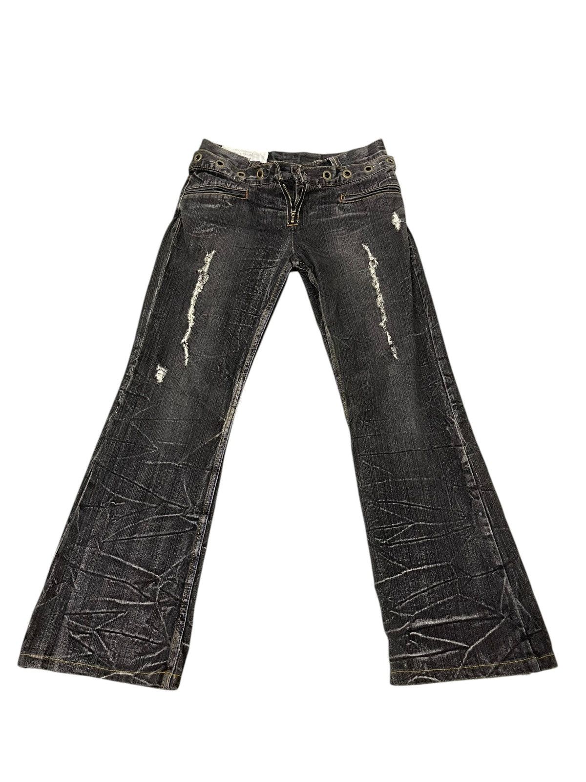Japanese Brand Double Waist Flare Jeans Antful Distress Boot Cut 8🟦 Size US 31 - 2 Thumbnail