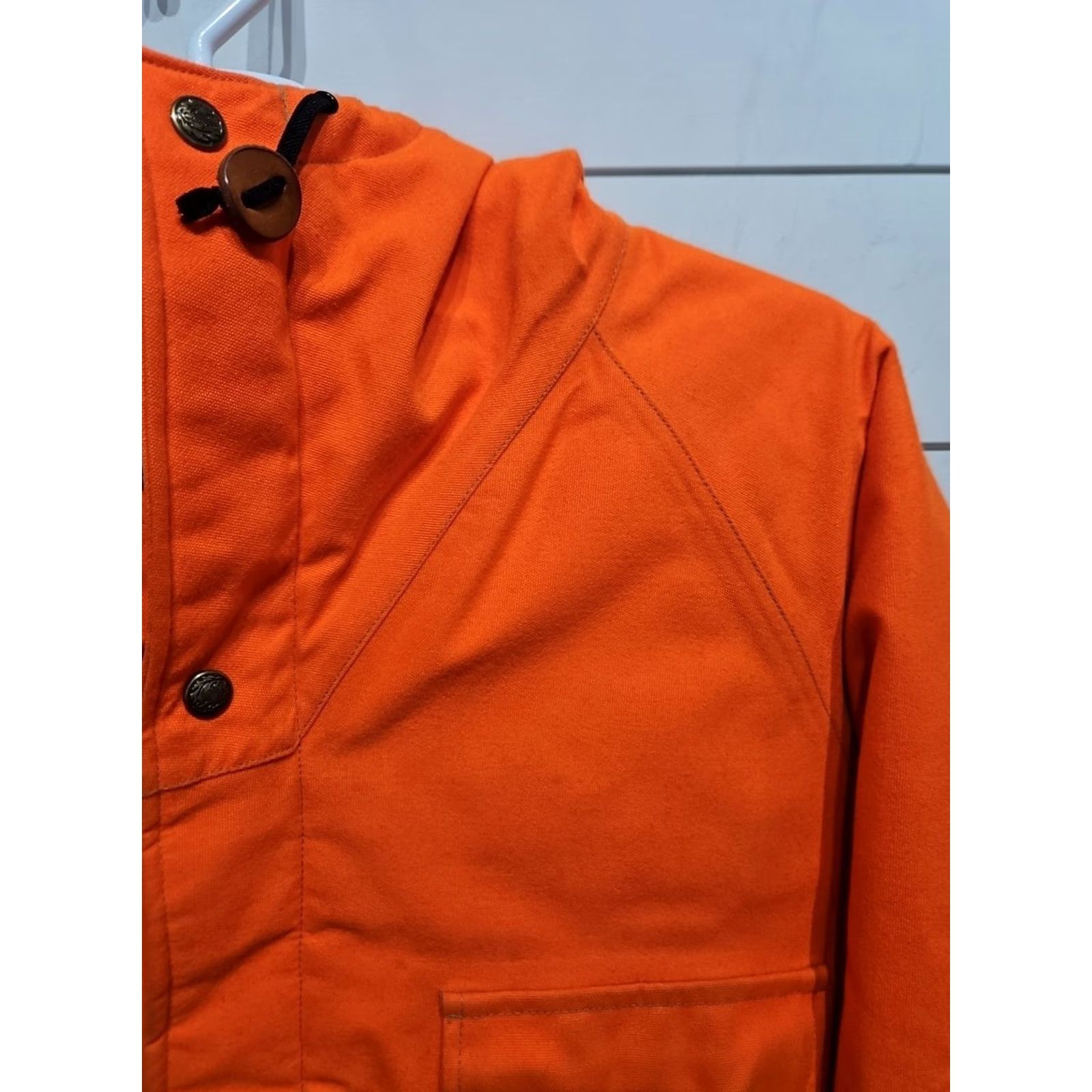 Vintage VTG Cabela's Hooded Mens Jacket Coat Blaze Orange Hunting MENS 2XL Size Orange Front Pockets Zip Snap Made in USA Size US XXL / EU 58 / 5 - 2 Thumbnail