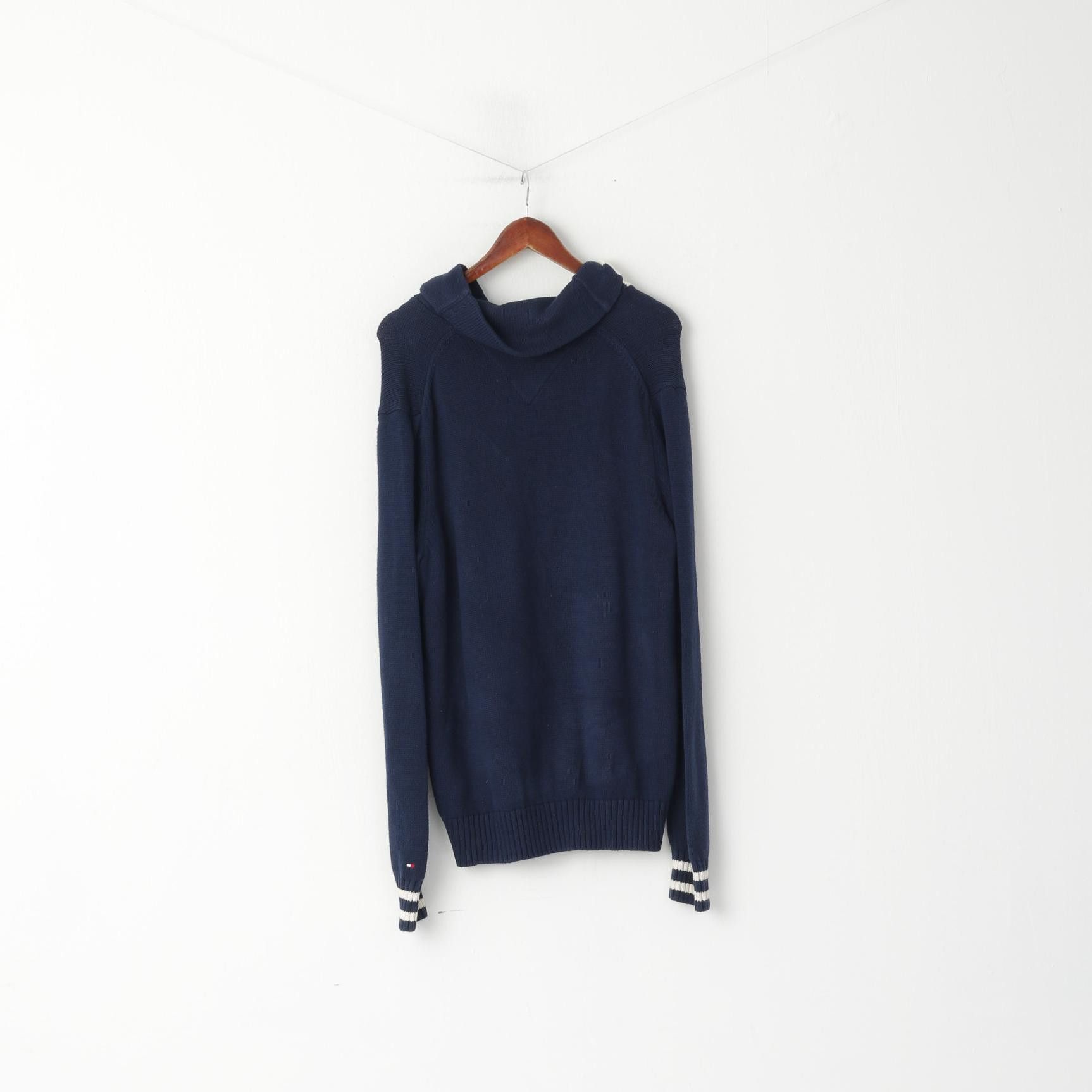 Tommy Hilfiger Tommy Hilfiger Men L Jumper Navy Cotton Knit 0539 Size US L / EU 52-54 / 3 - 7 Thumbnail