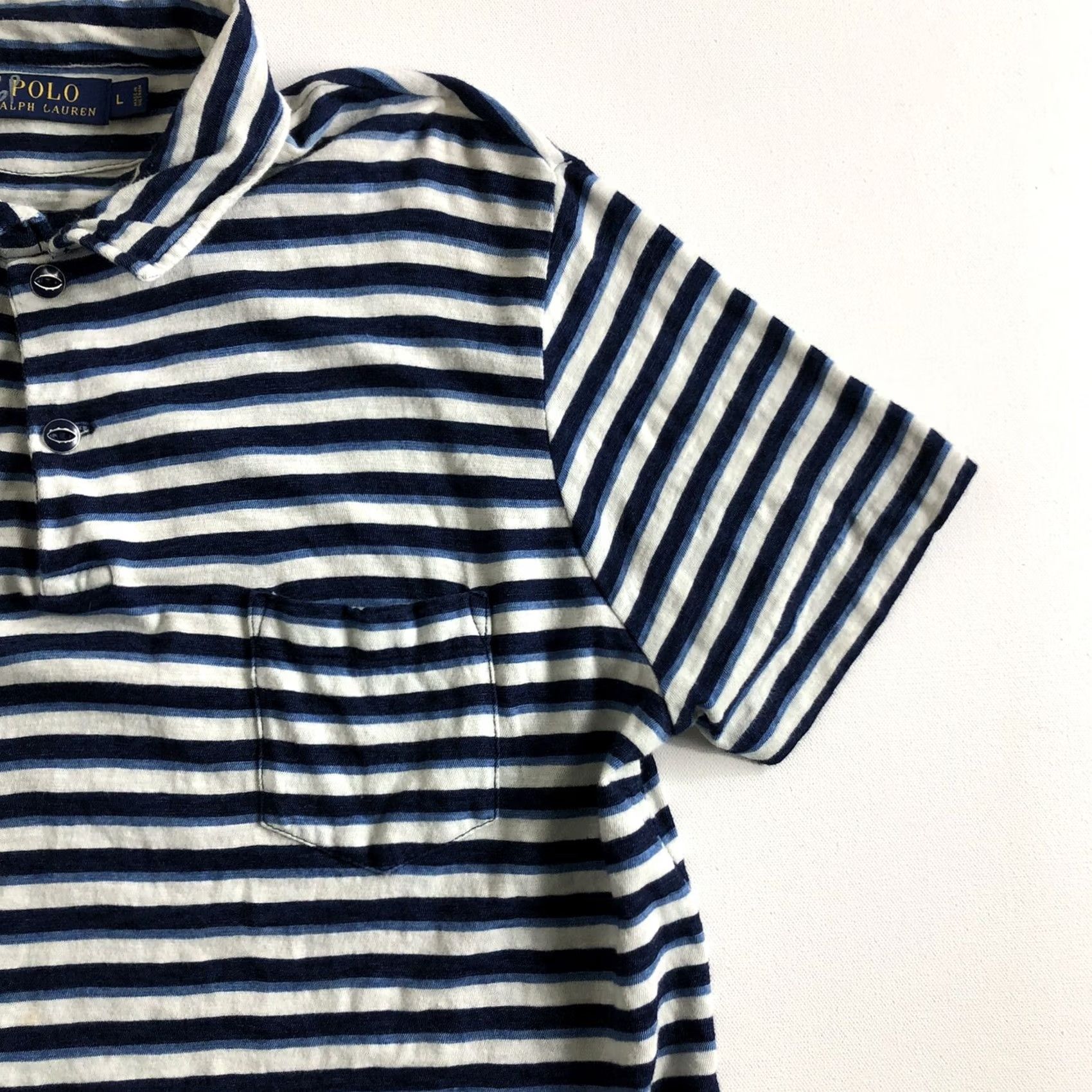 Polo Ralph Lauren Polo Ralph Lauren Polo Shirt Mens L Short Sleeve Blue Striped Golf Regular Fit Size US L / EU 52-54 / 3 - 5 Thumbnail