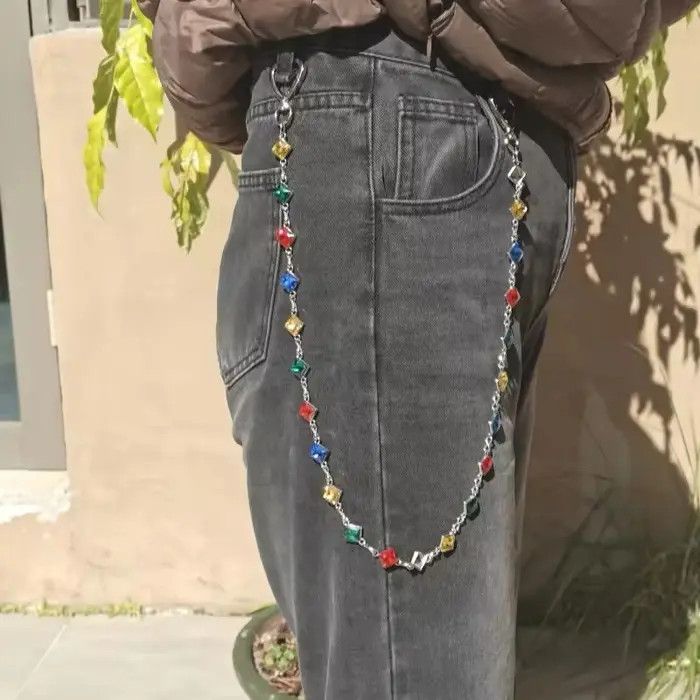 Jewelry Colorful Agate Rhineston Waist Pants Chain Size ONE SIZE - 1 Thumbnail