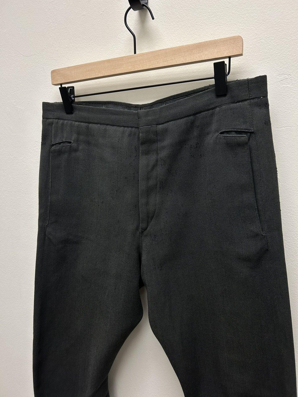 Carol Christian Poell 2007 J Leg Cut Distressed Cotton Wool Trousers Size US 32 / EU 48 - 2 Thumbnail
