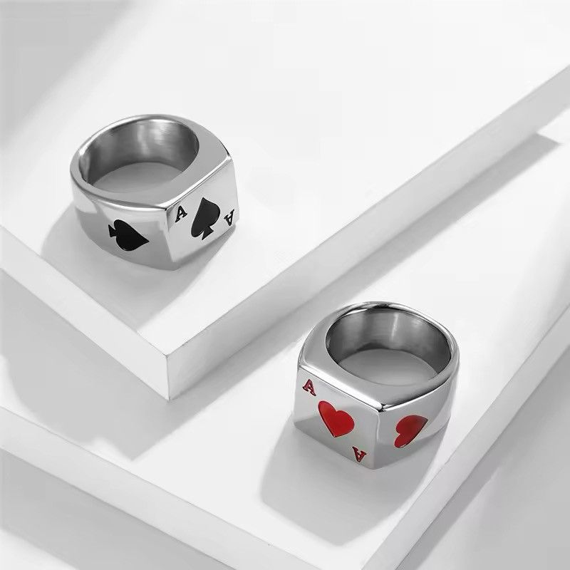Jewelry × Vintage Red Retro Good Luck Poker Ring Size ONE SIZE - 4 Thumbnail