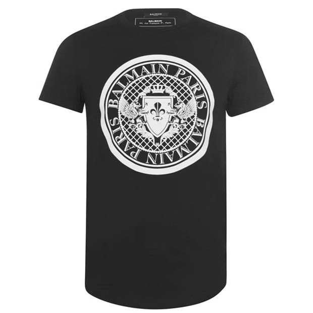 image of Balmain O1G2R1Mq0324 T- Shirts In Noir & Blanc in Noir/Blanc, Men's (Size Small)