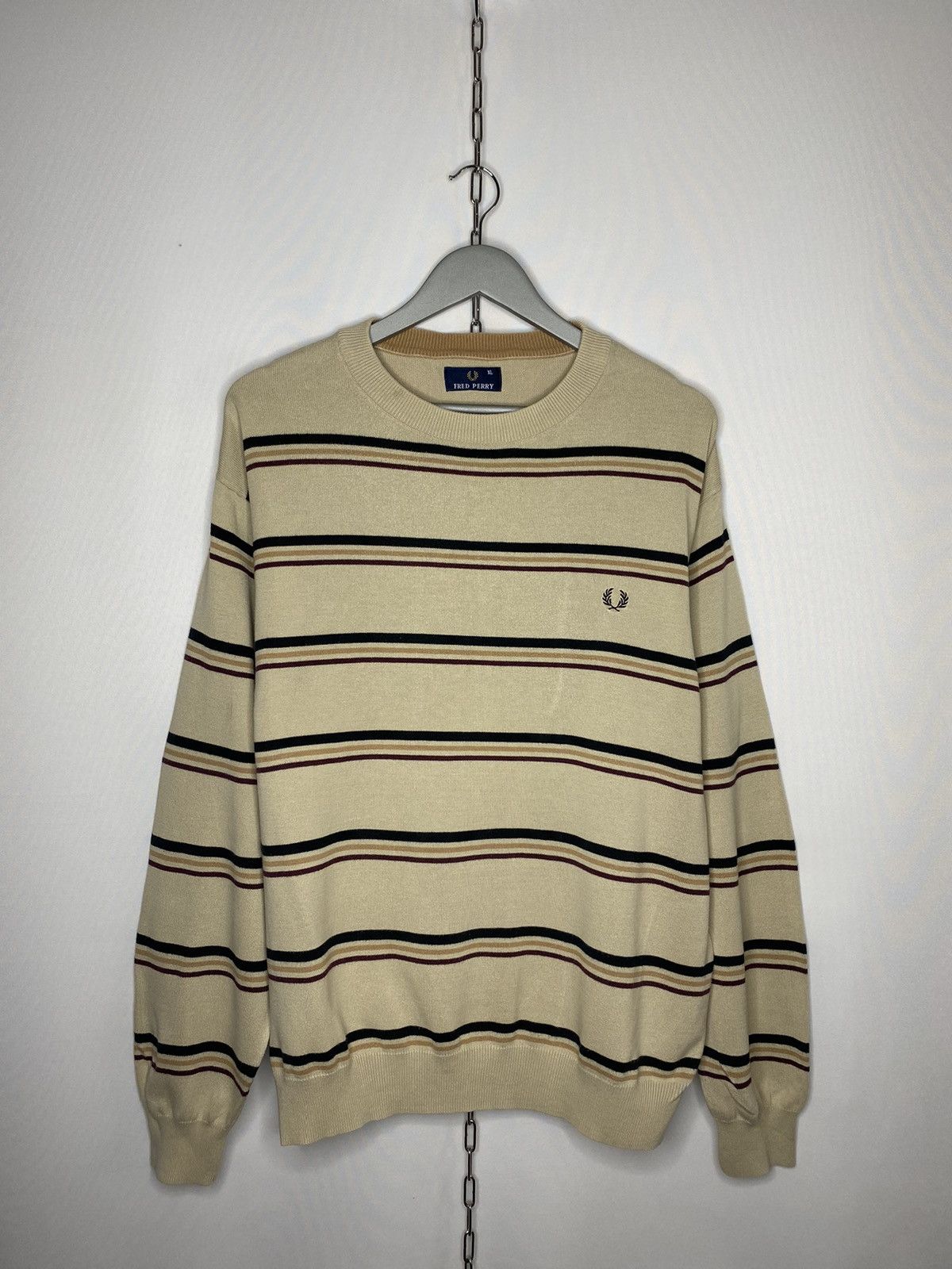 Fred Perry × Vintage ❌Vintage Fred Perry Striped Sweatshirt Pullover❌ Size US XL / EU 56 / 4 - 1 Thumbnail