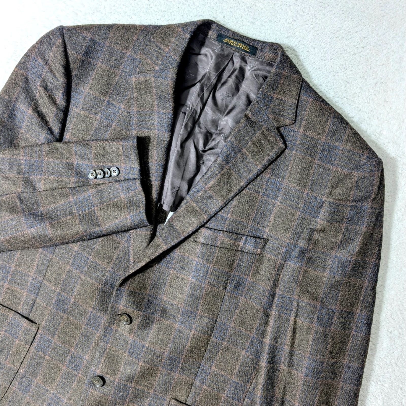 Jos. A. Bank Jos. A Bank Reserve Blazer Men 2 Piece Brown Plaid Cashmere Merino Wool 44R Mens Regular Jacket Blazer Vest Inner Pockets Vintage No Size 46R - 2 Thumbnail