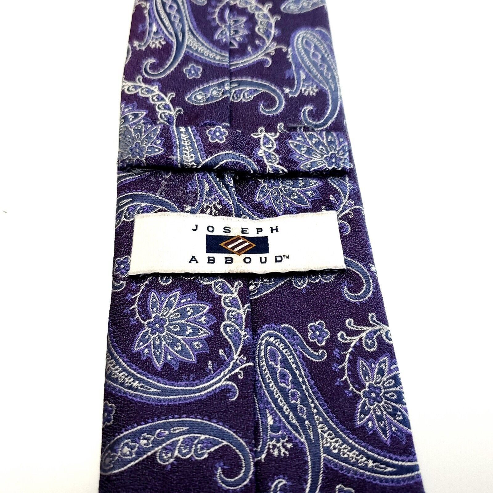 Joseph Abboud Joseph Abboud Purple Silk Tie Woven Skinny Paisley Floral Size ONE SIZE - 4 Thumbnail